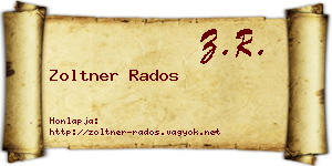 Zoltner Rados névjegykártya